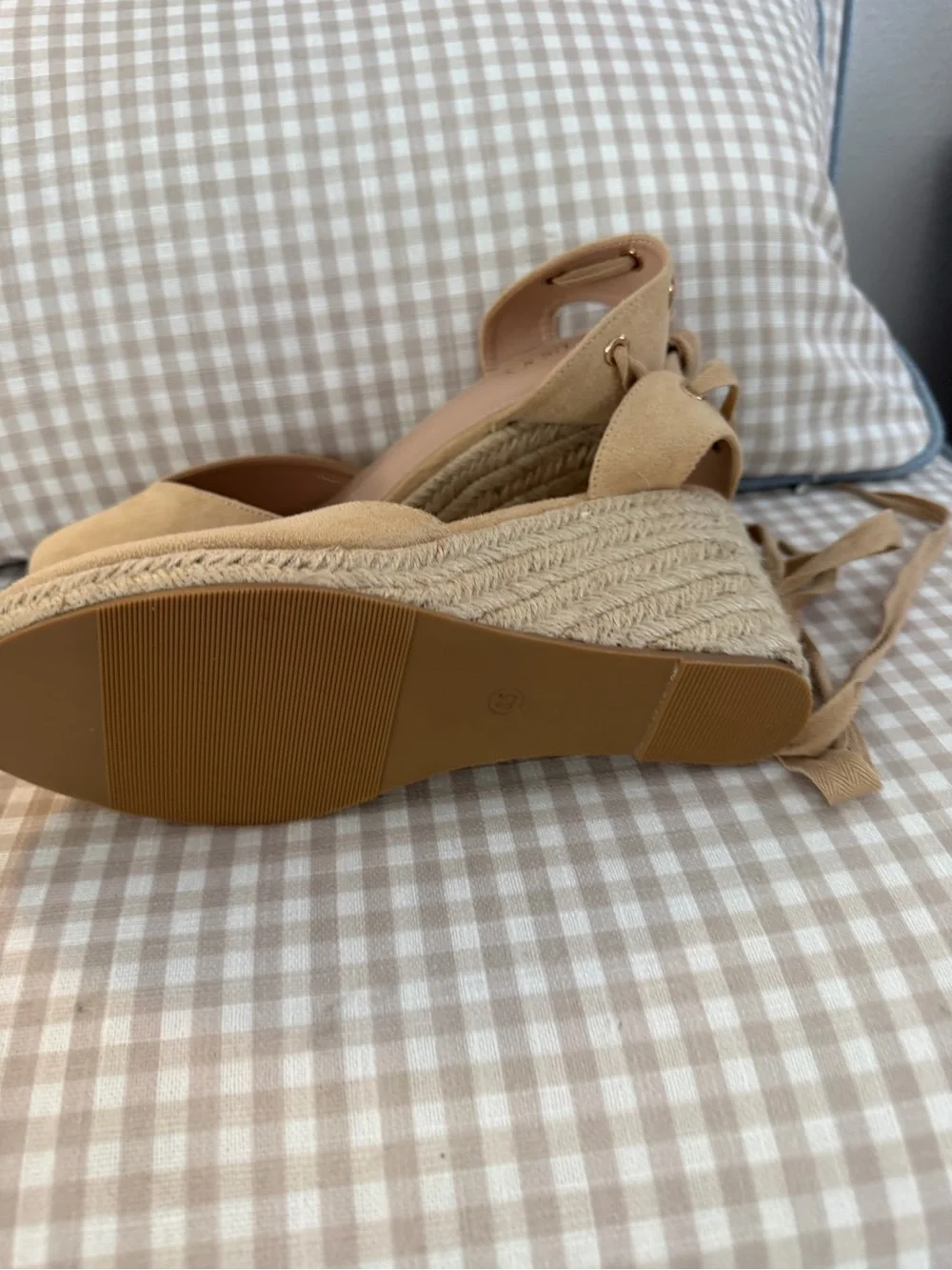 Tan Espadrille Wedge Sandals - Women